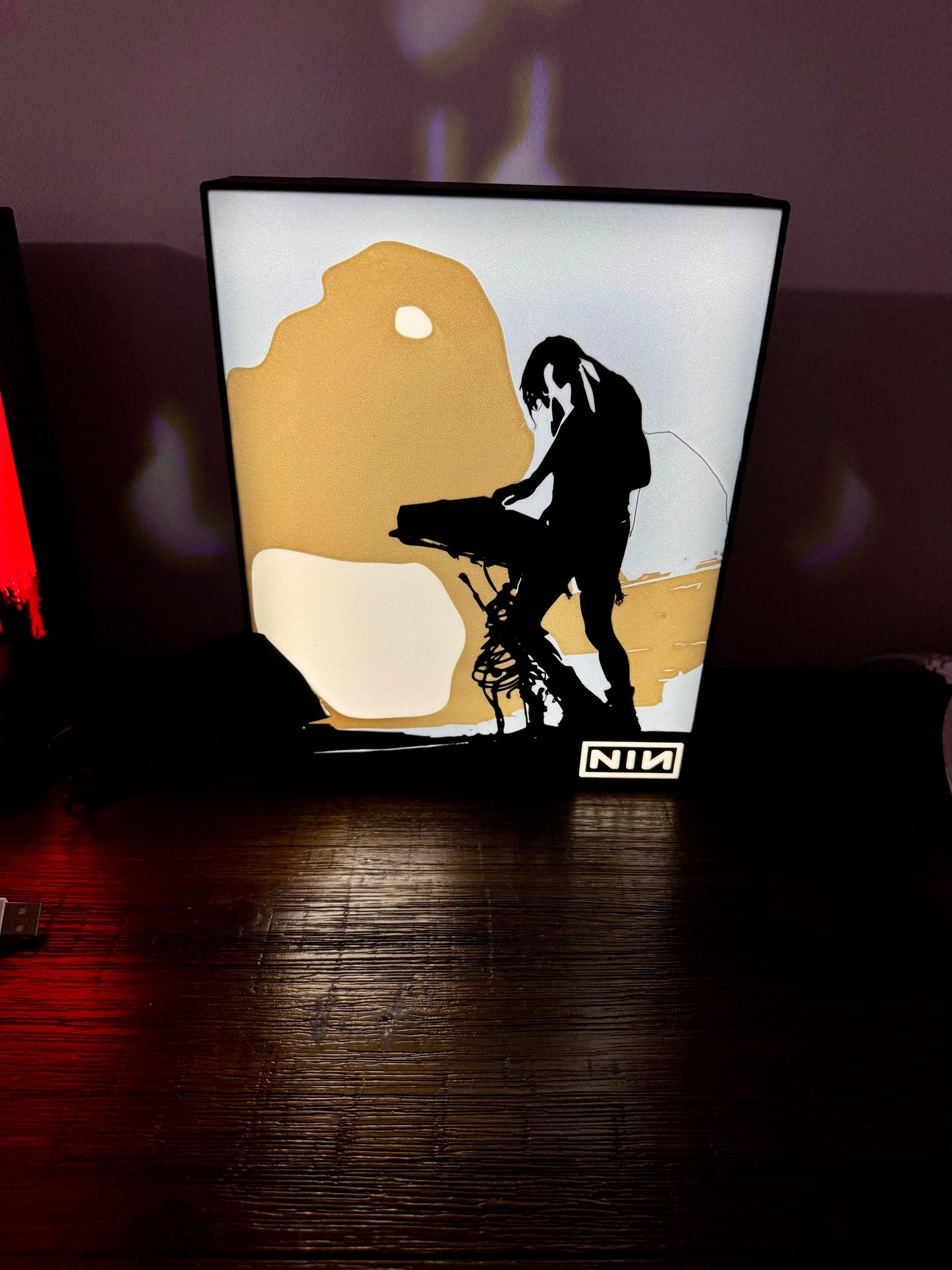 NIN - Trent Reznor with Keyboard - Band Fan Art LED Illuminated Wall Sign - USB Powered Display