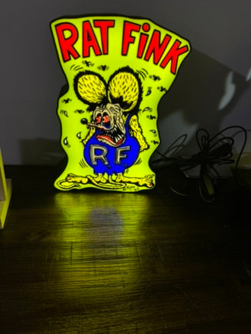 Rat Fink with Title - LED Light Up Artwork / Wall Art / Sign