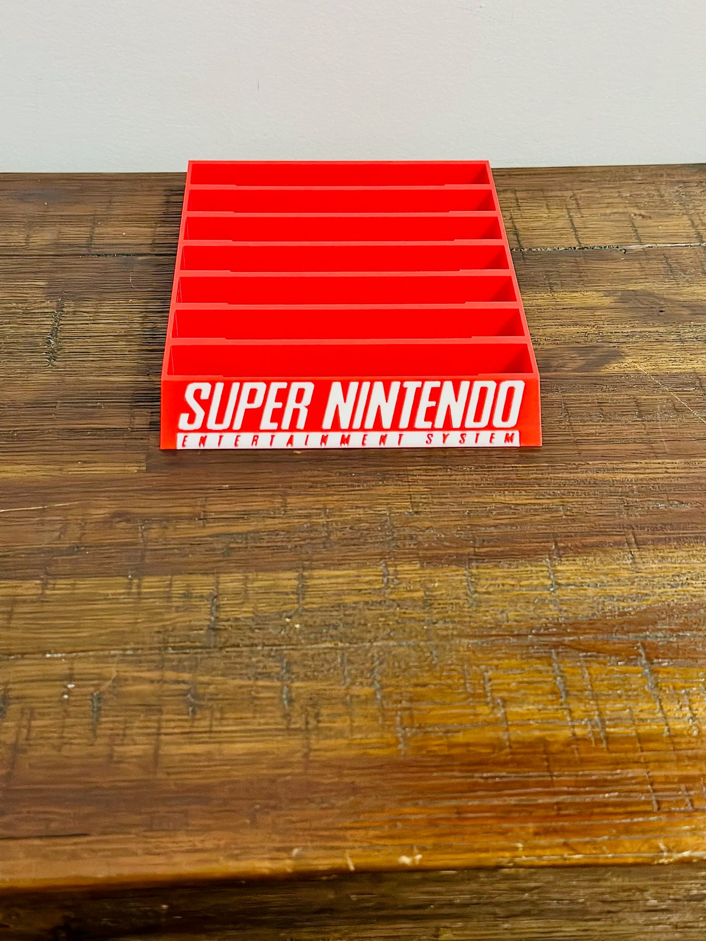 Super Nintendo Game Holder - Red & White Coloured Text - Holds 7 Games - Bright!