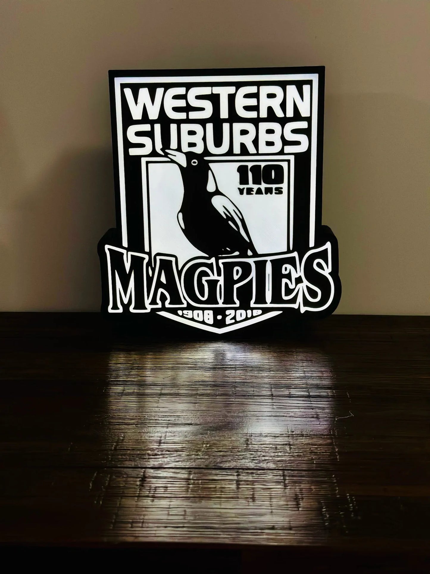 Western Suburbs Magpies - 100 Years - Team Logo - Light Box / Night Light