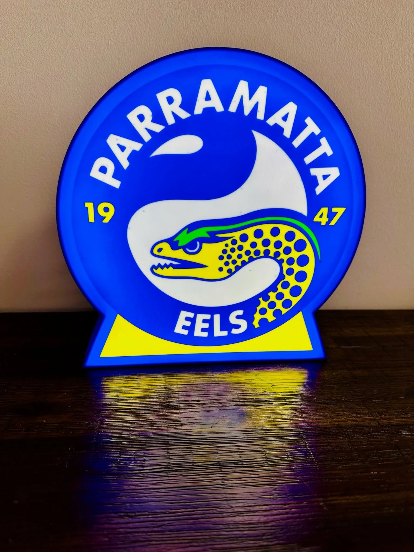 Parramatta Eels - 1947 - Blue & Yellow Light Up Sign - USB Powered - Michael's 3D World
