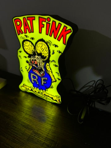 Rat Fink with Title - LED Light Up Artwork / Wall Art / Sign