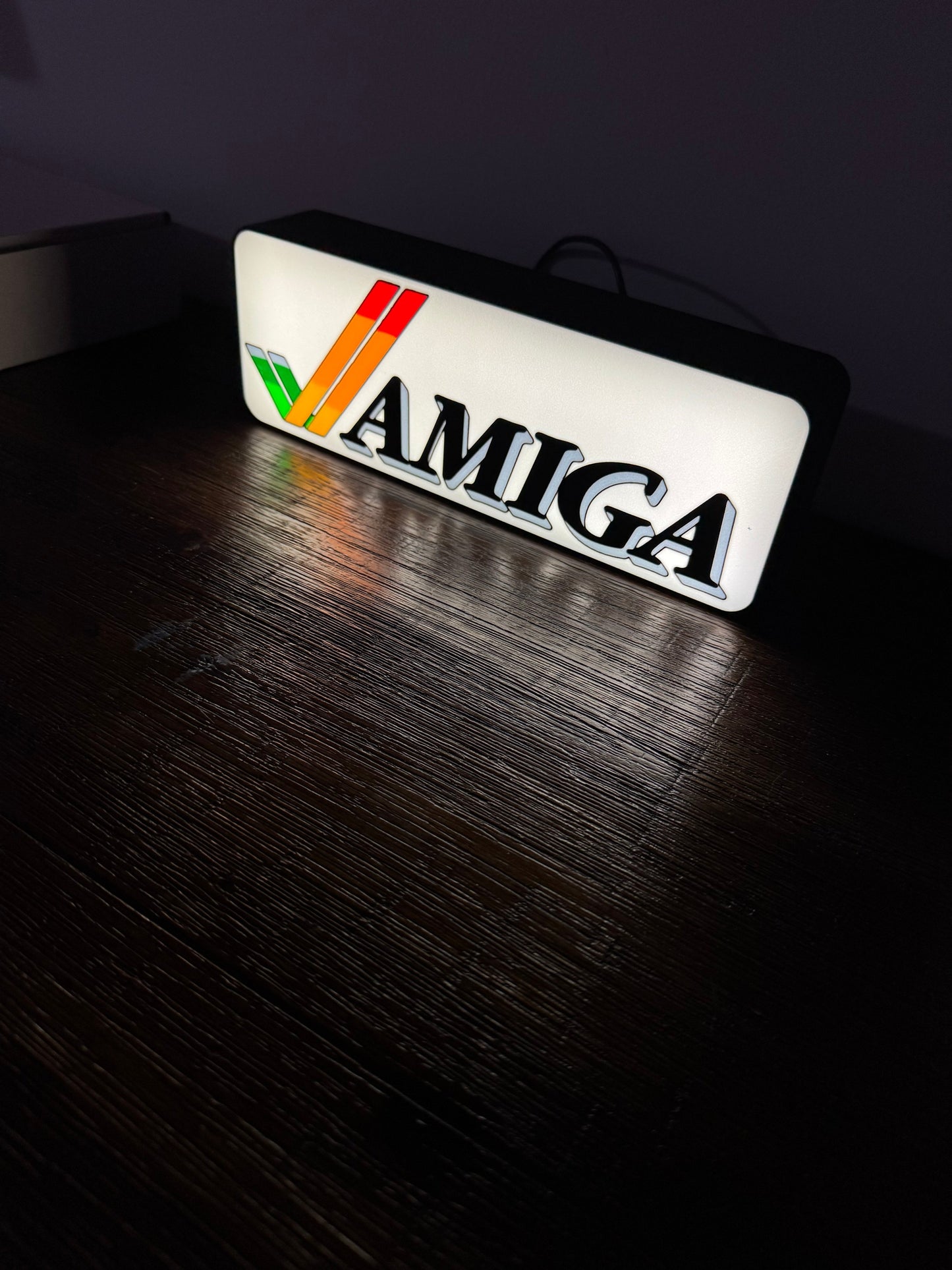Commodore Amiga Logo & Word - LED Light up Sign - Vintage Computing Wall Art