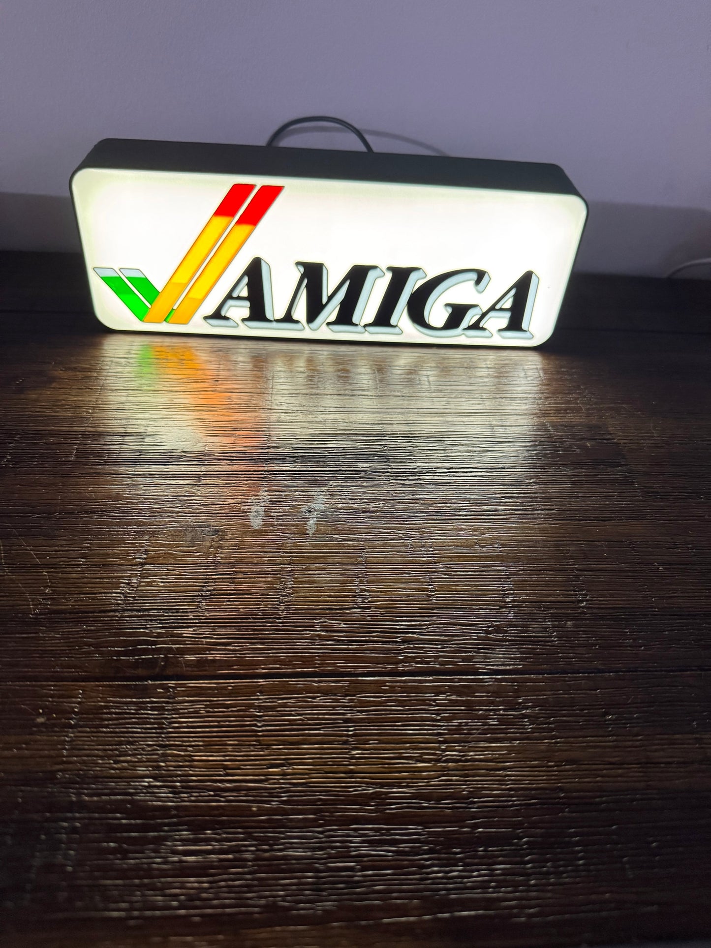 Commodore Amiga Logo & Word - LED Light up Sign - Vintage Computing Wall Art