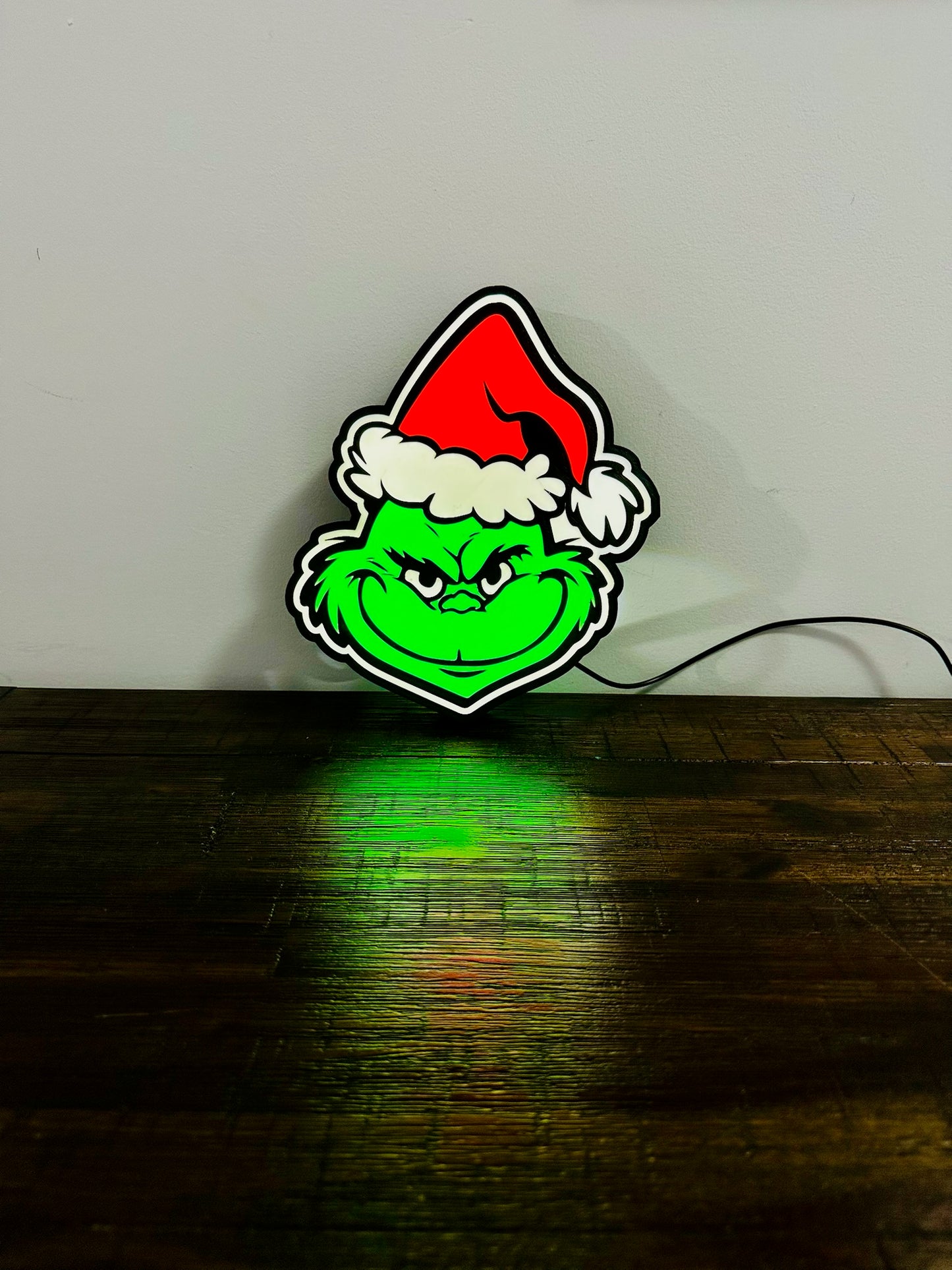 Grinning Grinch Christmas Light Up Decoration / Wall Art - USB Powered