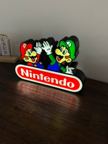 Nintendo Mario & Luigi High-Five Display Sign - Level Up Your Desk Setup! 🎮