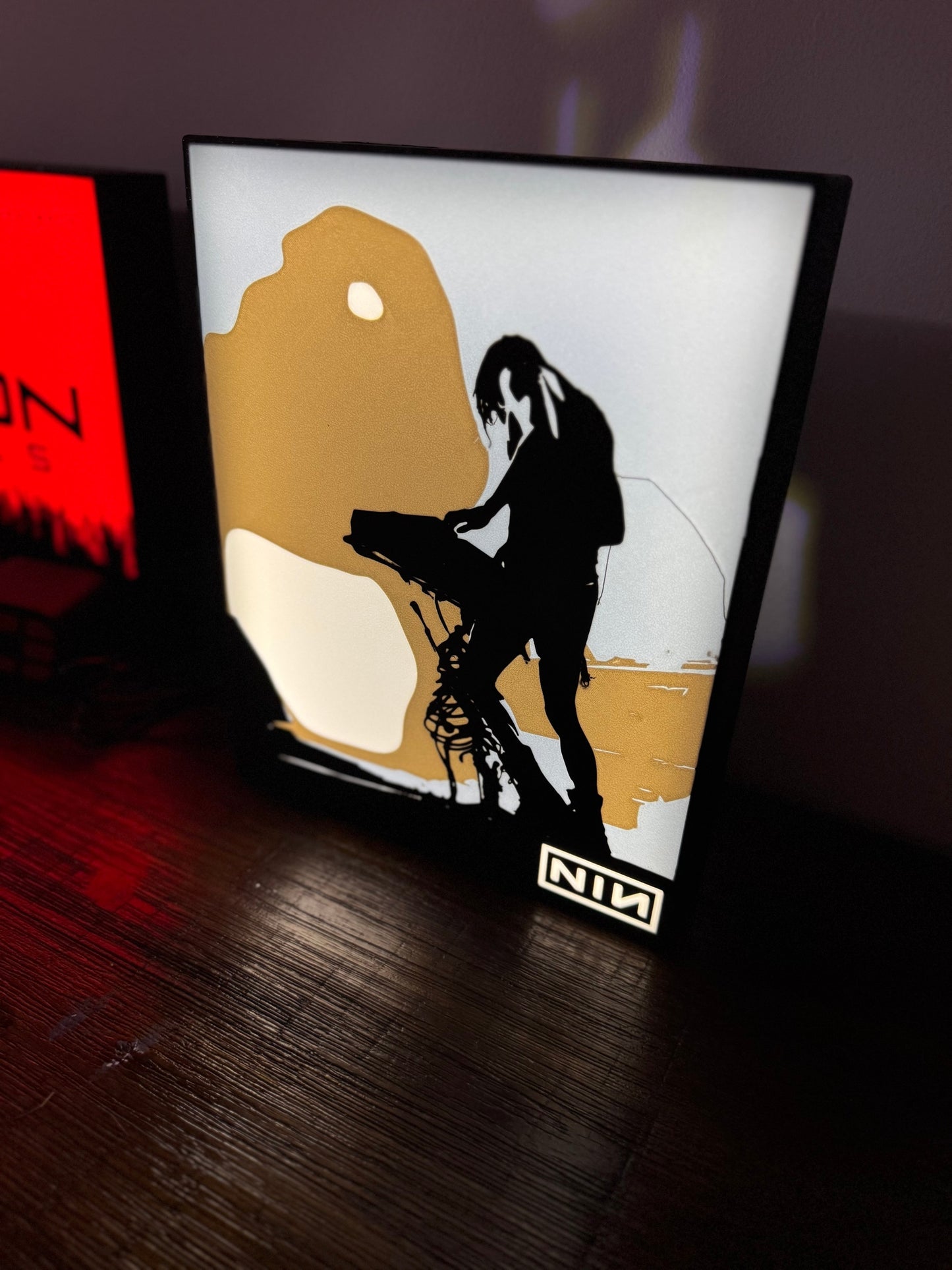 NIN - Trent Reznor with Keyboard - Band Fan Art LED Illuminated Wall Sign - USB Powered Display
