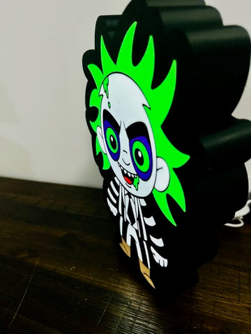 Beetlejuice Cartoon Art - Vivid Bright Green - Light Up Sign / LED Night Light - USB Powered