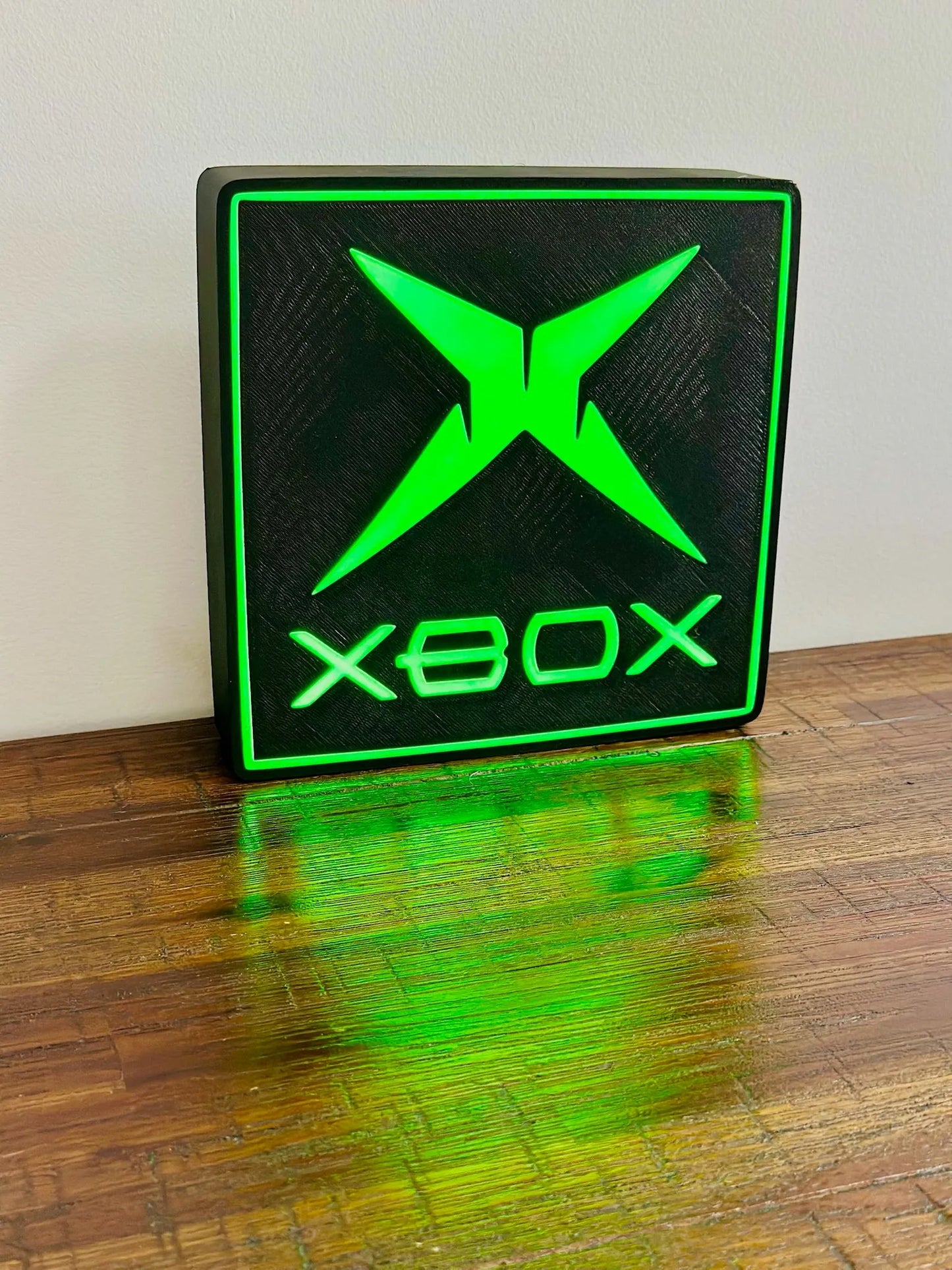 Original Classic XBOX - Bright Green Light Up Wall Art - USB Powered - Michael's 3D World