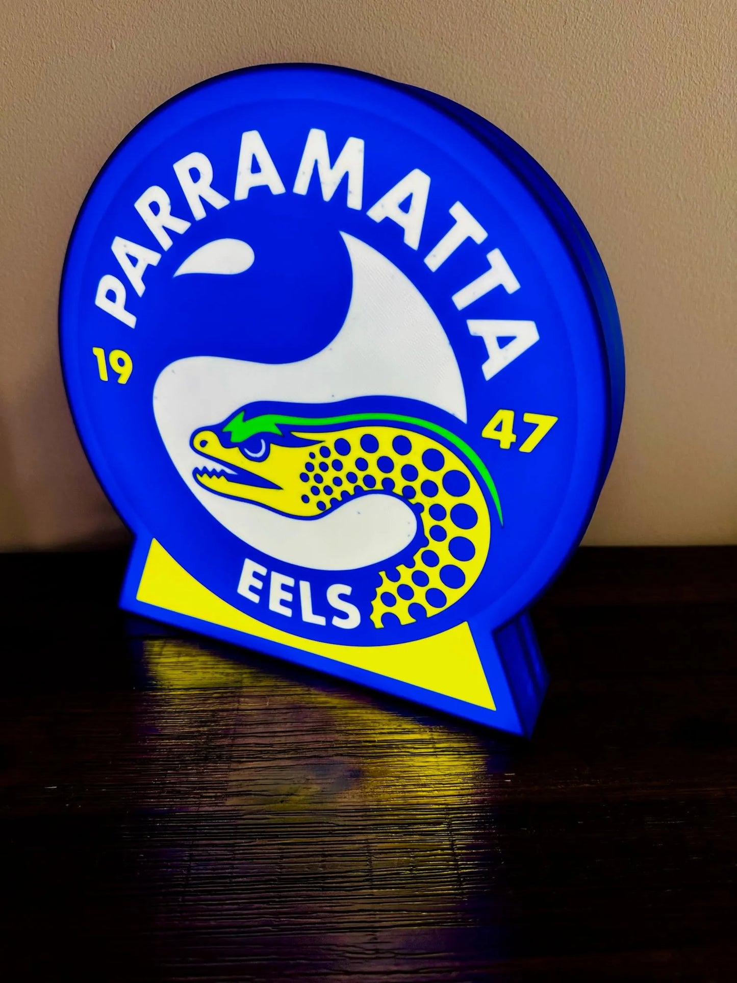 Parramatta Eels - 1947 - Blue & Yellow Light Up Sign - USB Powered - Michael's 3D World