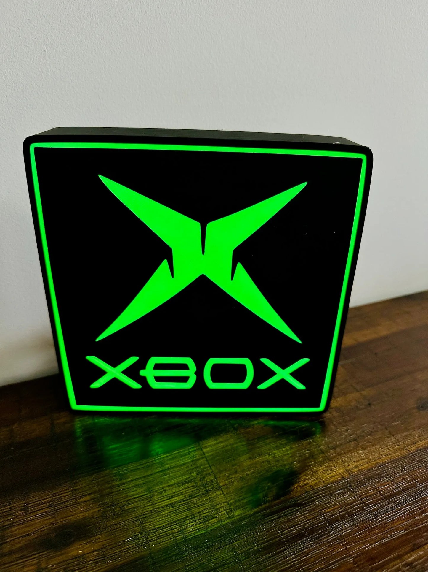 Original Classic XBOX - Bright Green Light Up Wall Art - USB Powered - Michael's 3D World