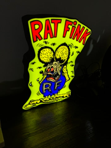Rat Fink with Title - LED Light Up Artwork / Wall Art / Sign