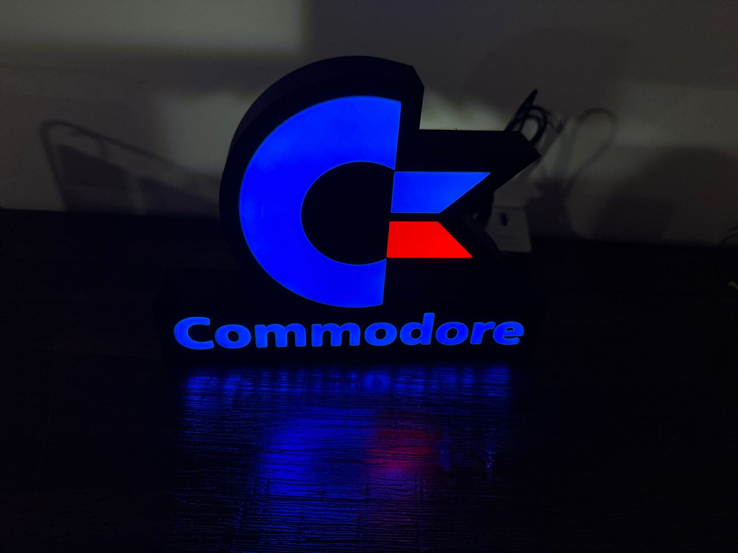 Light Up USB Powered Commodore Logo & Words - Vintage Computing Wall Art