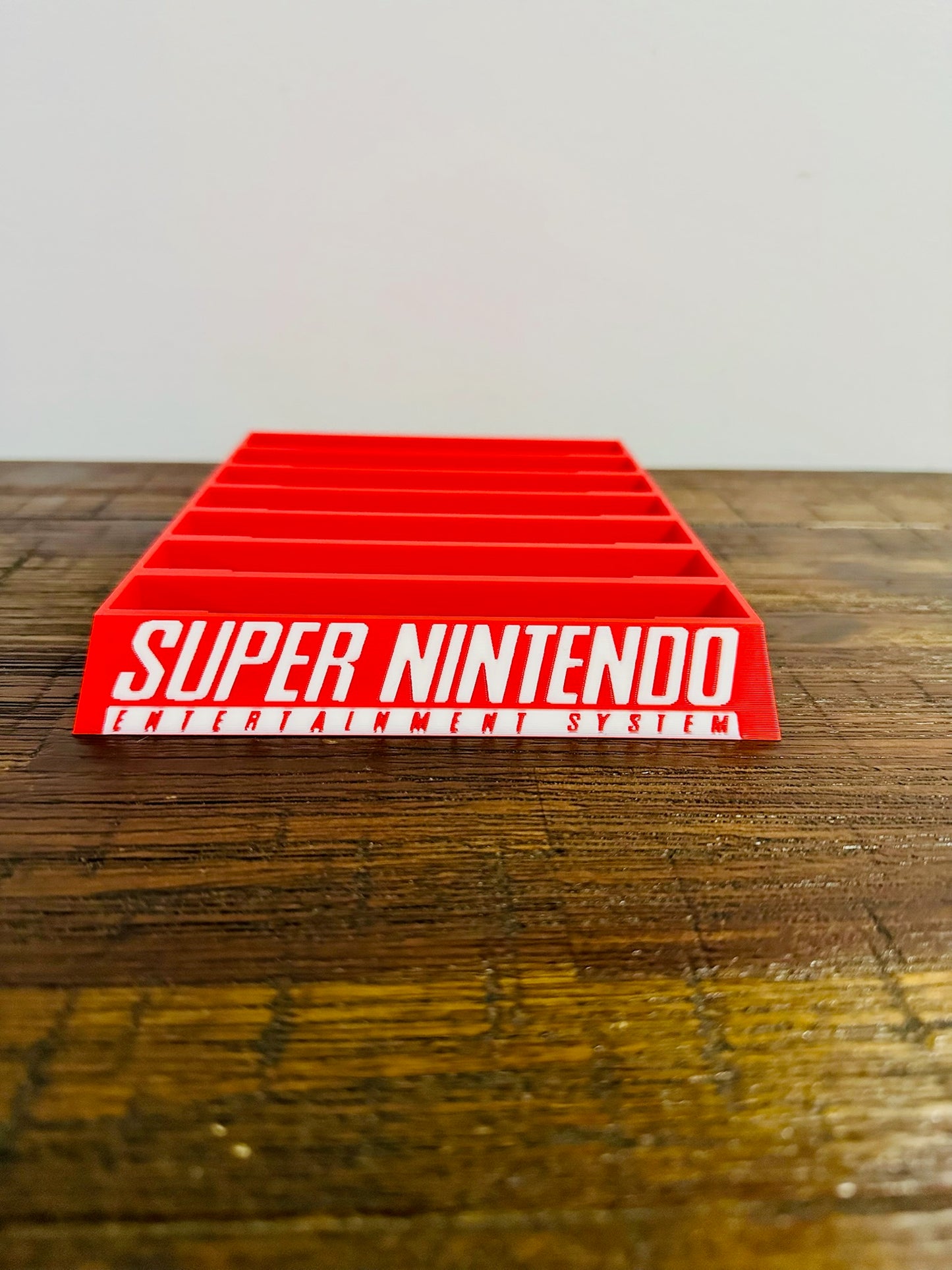 Super Nintendo Game Holder - Red & White Coloured Text - Holds 7 Games - Bright!