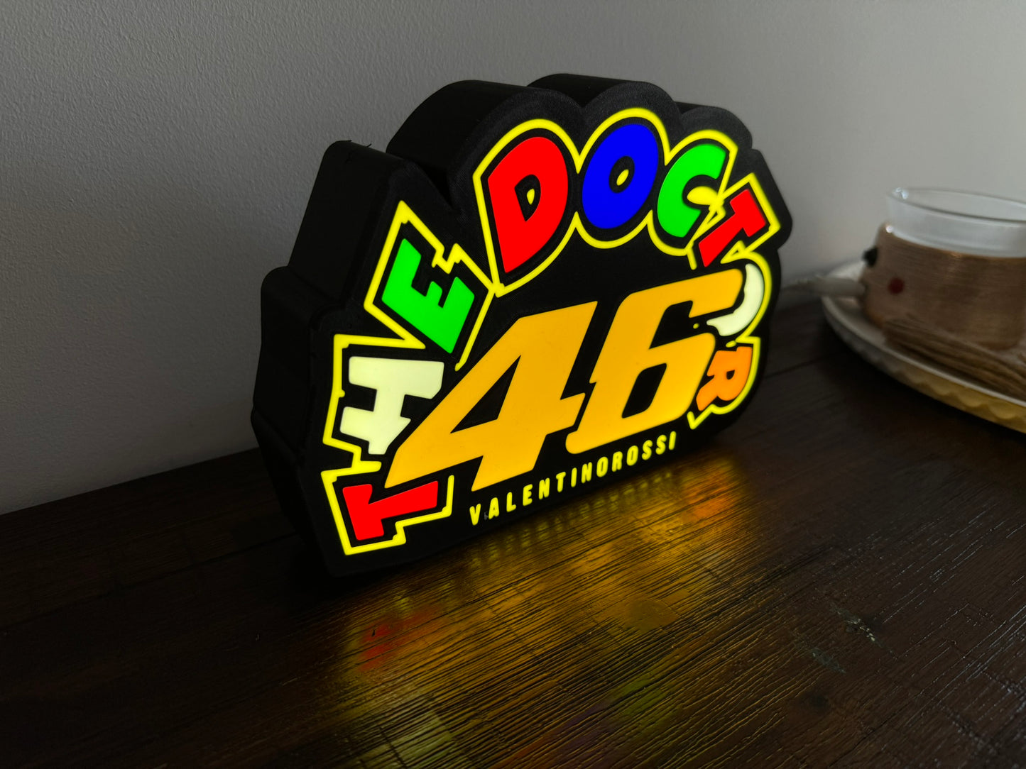 Valentino Rossi - 46 - The Doctor - LED Light Up Artwork / Illuminated Wall Sign Display