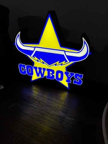 North Queensland NRL Cowboys Logo - LED Light Up Sign - USB Powered