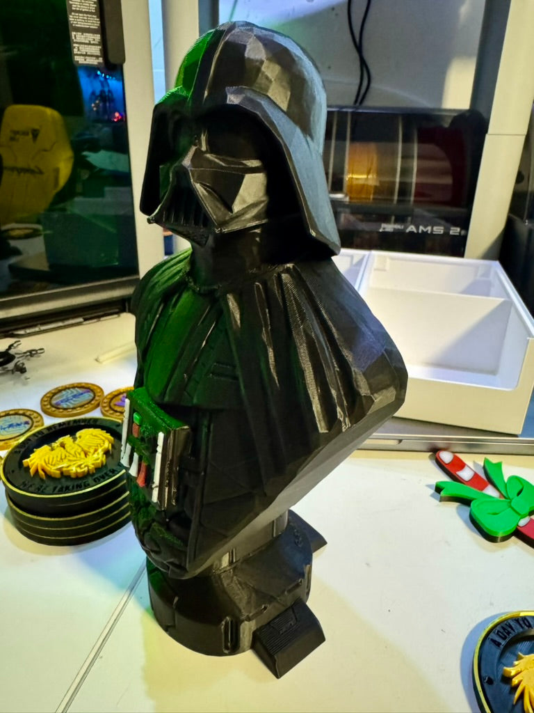 Large Darth Vader Bust - Coloured Chest Buttons - The Force at Your Desk!
