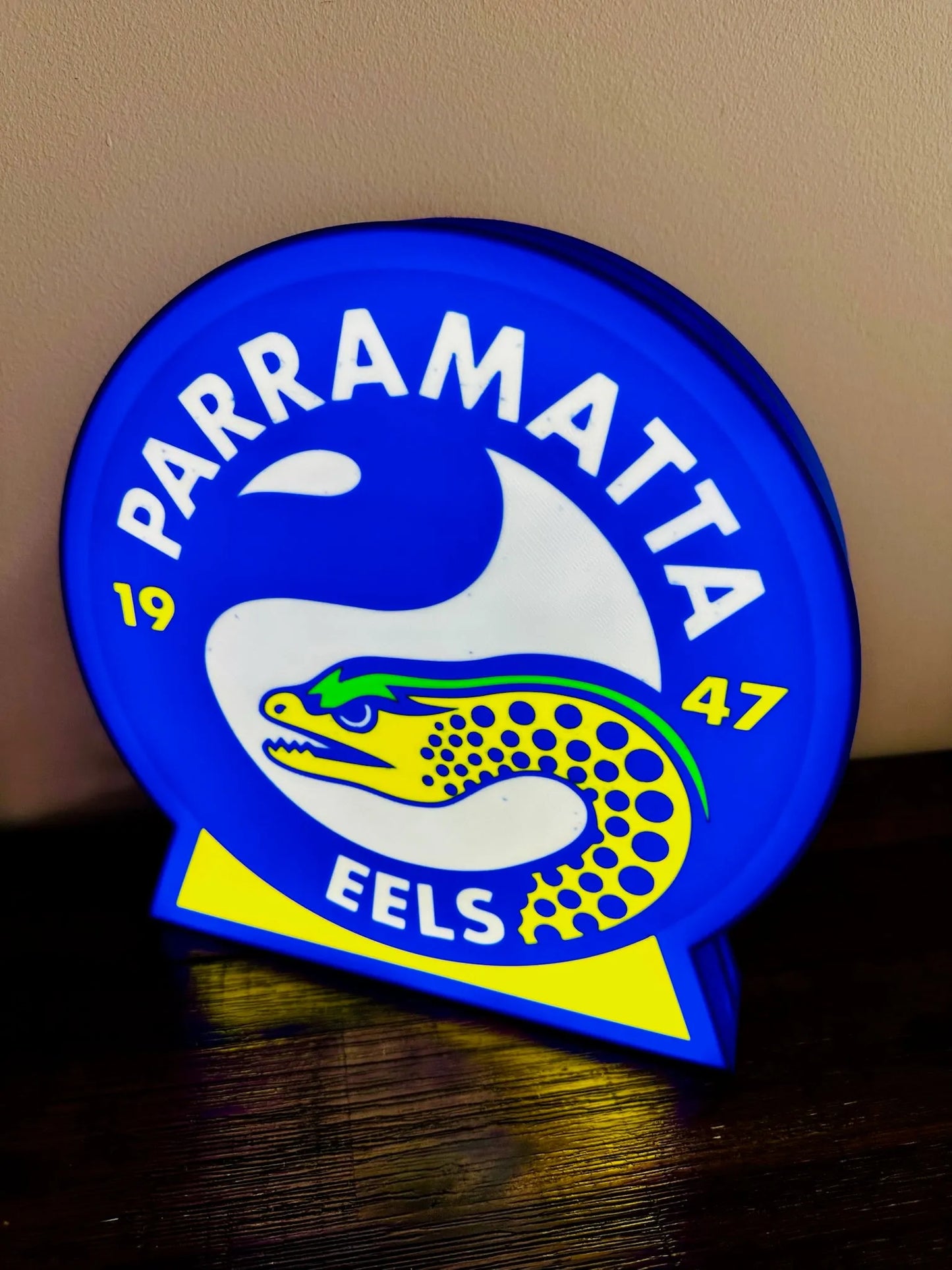 Parramatta Eels - 1947 - Blue & Yellow Light Up Sign - USB Powered - Michael's 3D World