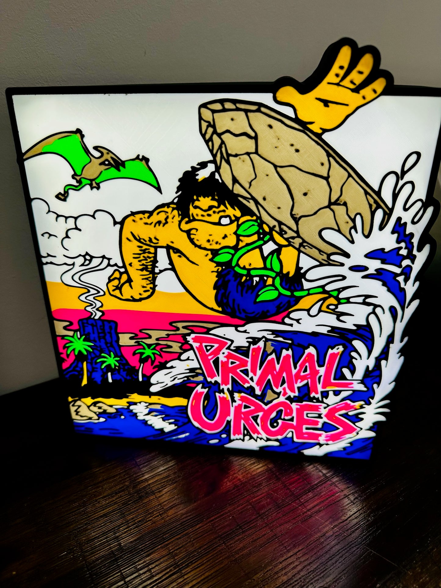 Primal Urges - Surfing Dude - Light Up Artwork / Wall Art / Sign