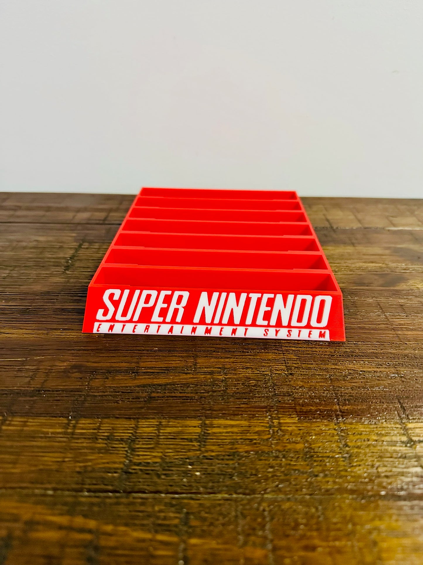 Super Nintendo Game Holder - Red & White Coloured Text - Holds 7 Games - Bright!