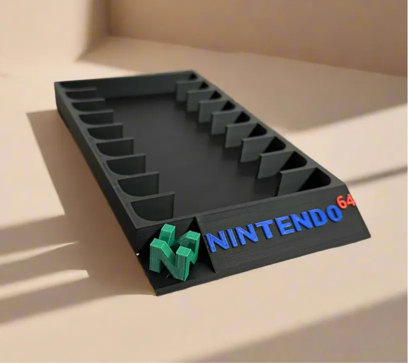 Nintendo 64 Game Holder - With 3D N64 Logo & Coloured Text - Holds 9 Games - Michael's 3D World