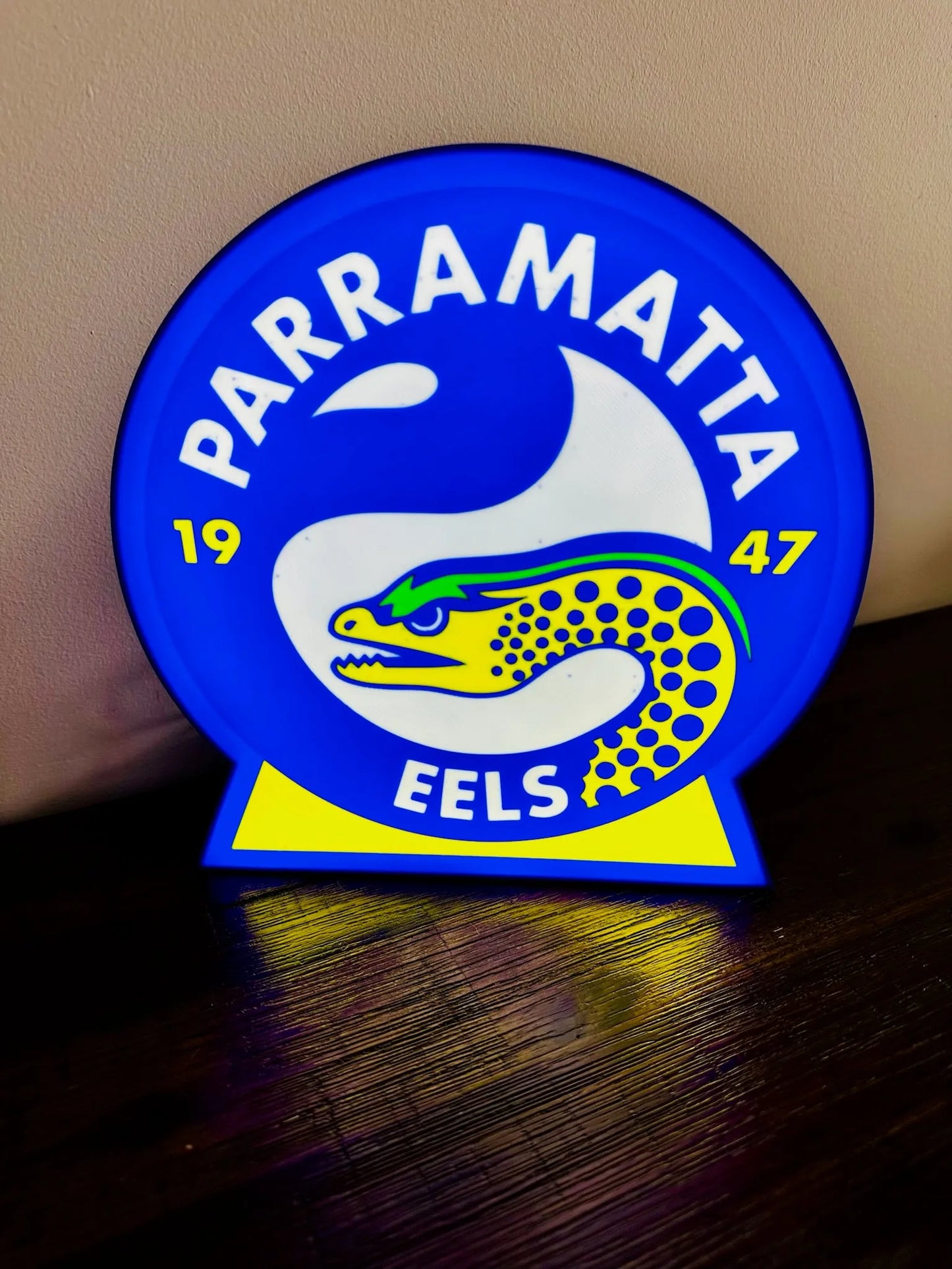 Parramatta Eels - 1947 - Blue & Yellow Light Up Sign - USB Powered - Michael's 3D World