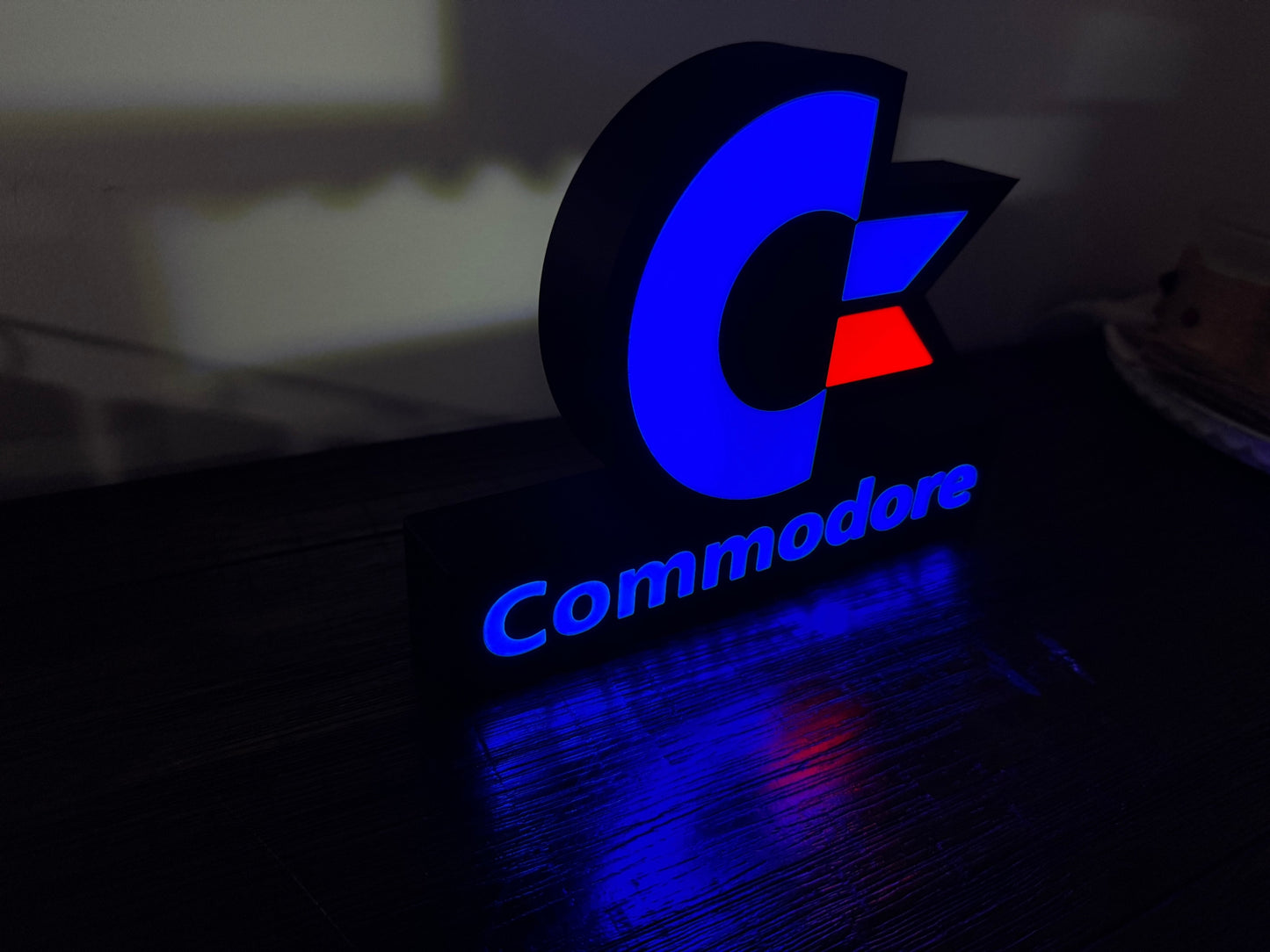 Light Up USB Powered Commodore Logo & Words - Vintage Computing Wall Art