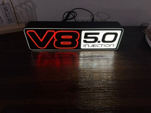Holden VN VP V8 5.0 Injection Badge Logo - Light Up Artwork / Illuminated Wall Art / LED Display