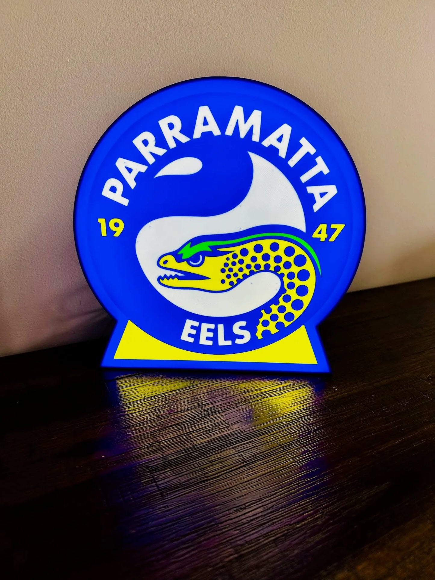 Parramatta Eels - 1947 - Blue & Yellow Light Up Sign - USB Powered - Michael's 3D World