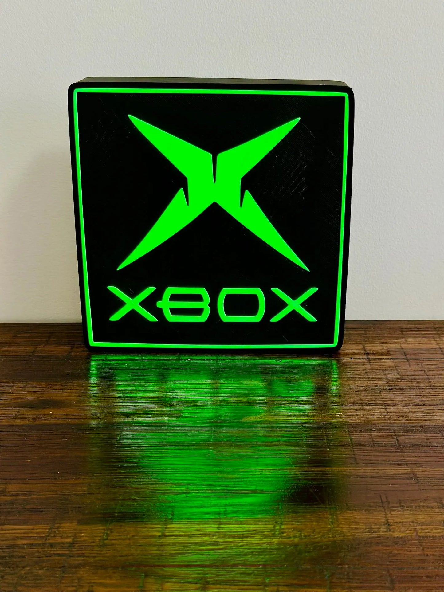 Original Classic XBOX - Bright Green Light Up Wall Art - USB Powered - Michael's 3D World