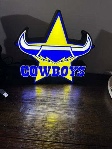 North Queensland NRL Cowboys Logo - LED Light Up Sign - USB Powered