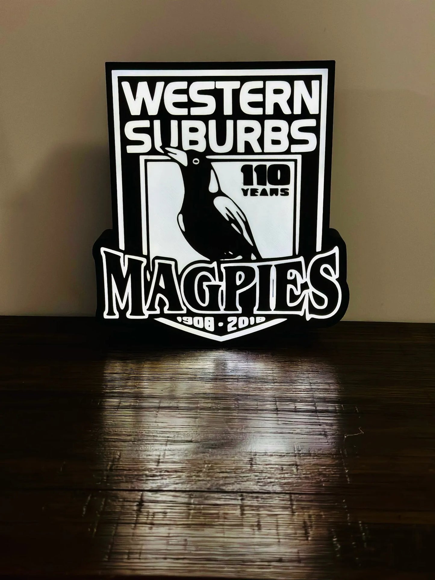 Western Suburbs Magpies - 100 Years - Team Logo - Light Box / Night Light