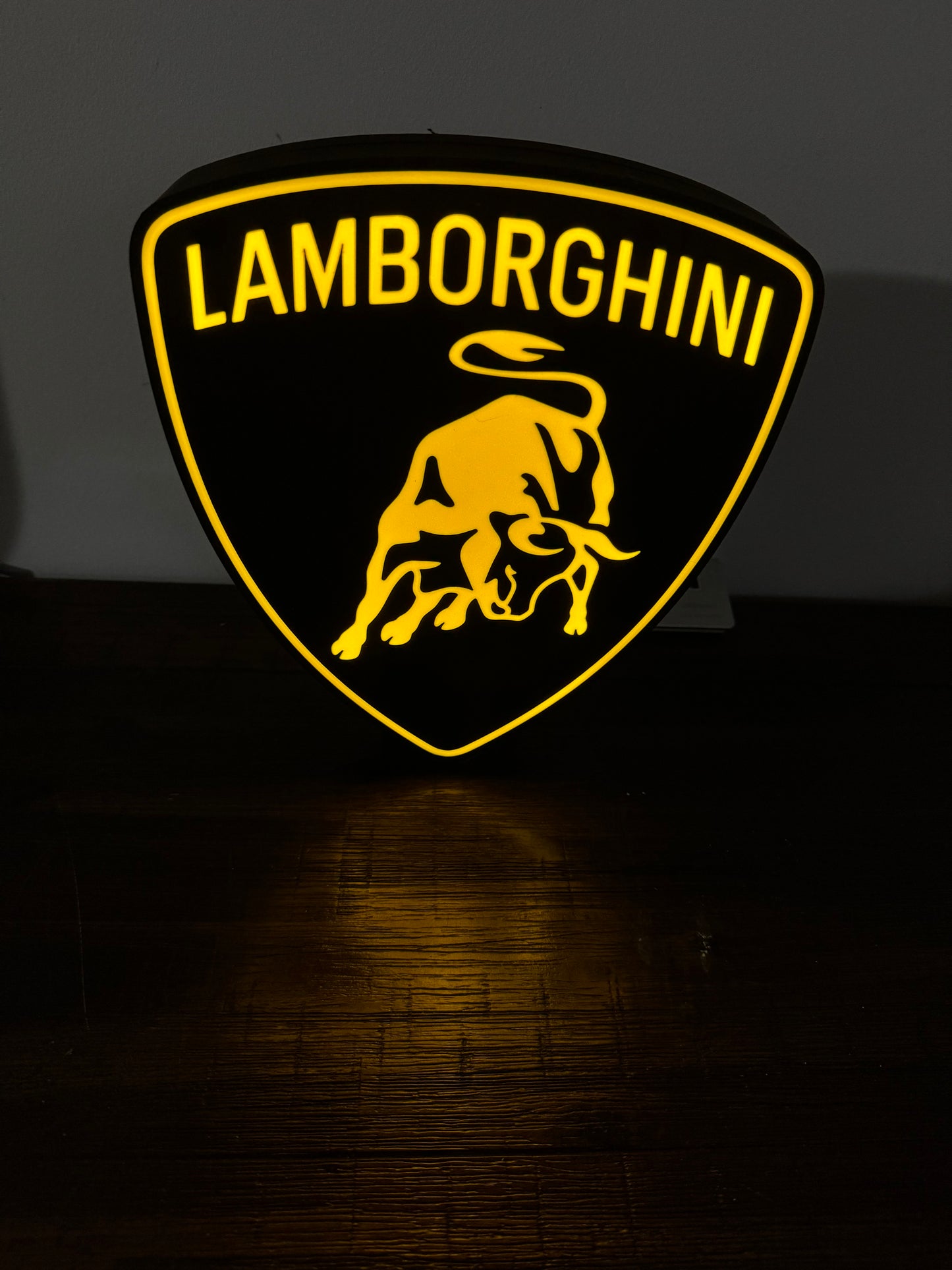 Bright Yellow Lamborghini Logo - Light Up Decoration / Wall Art - USB Powered