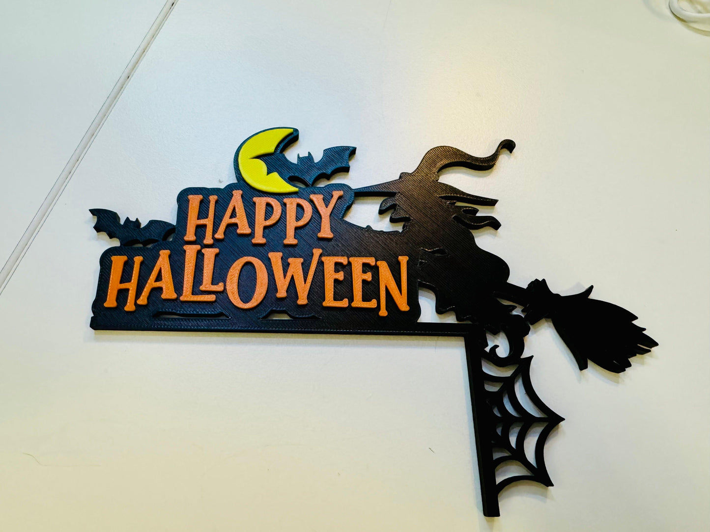 “Happy Halloween” Witch & Broomstick Door Corner Decoration - Michael's 3D World