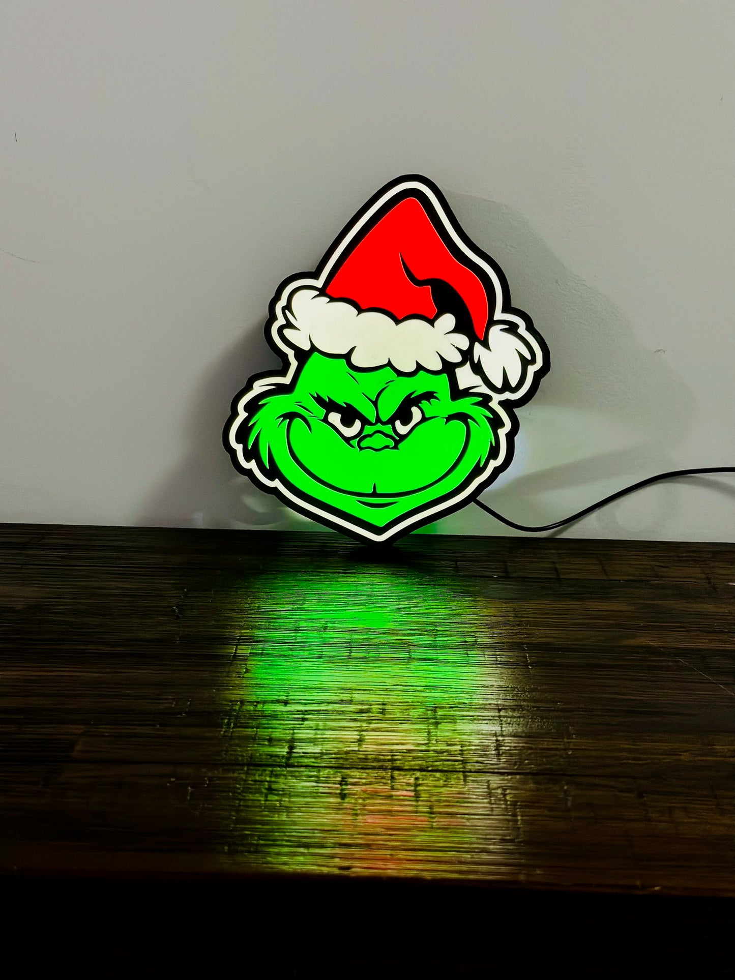 Grinning Grinch Christmas Light Up Decoration / Wall Art - USB Powered