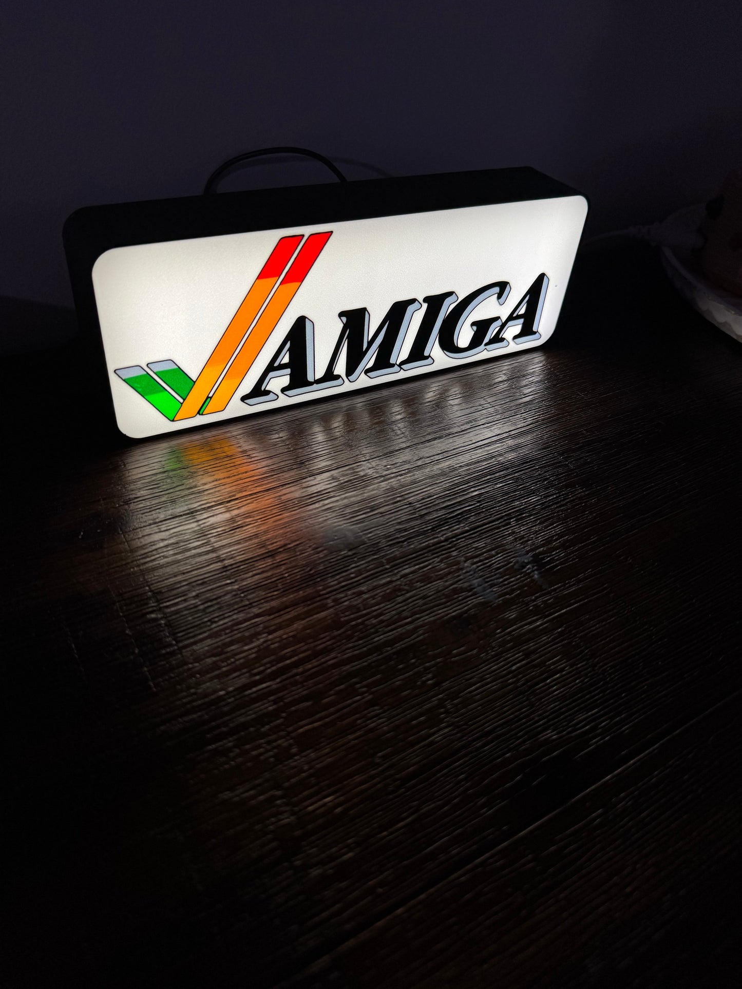 Commodore Amiga Logo & Word - LED Light up Sign - Vintage Computing Wall Art