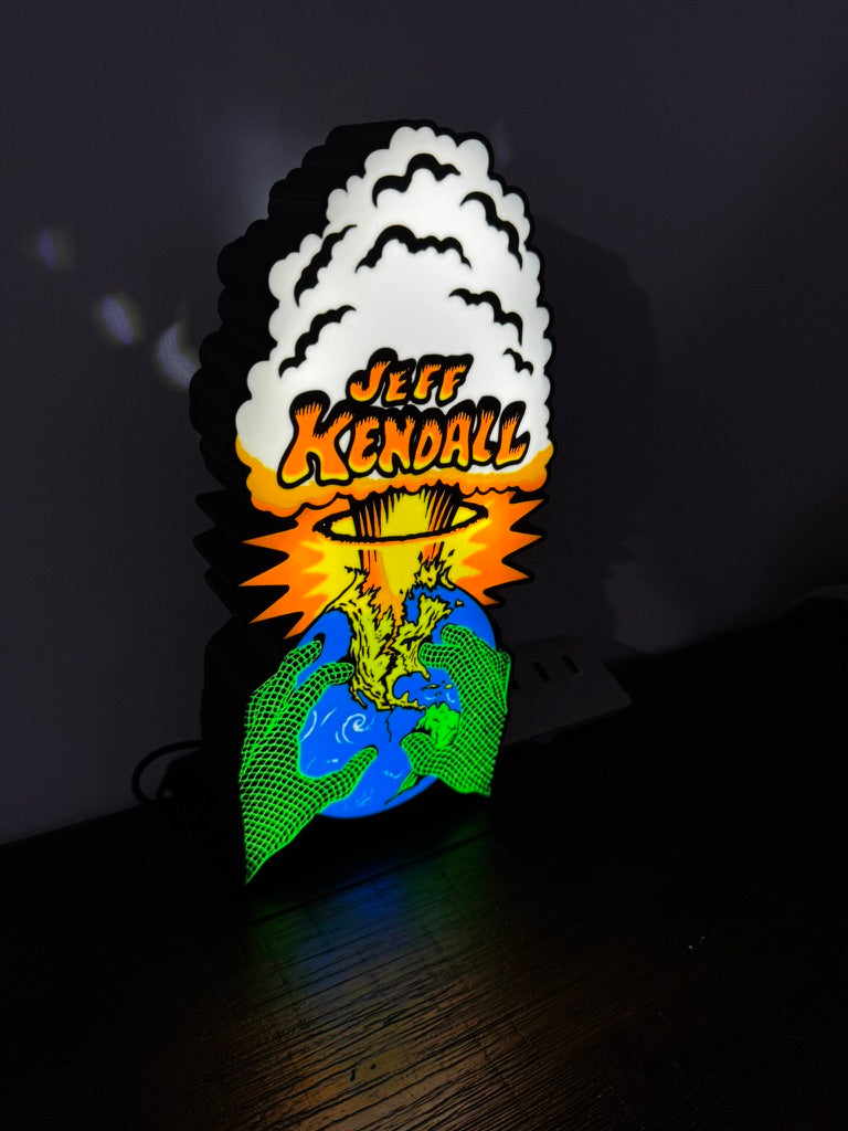Jeff Kendall Skate Artwork Earth Hands - Light Up Artwork / LED Wall Art / Illuminated Sign