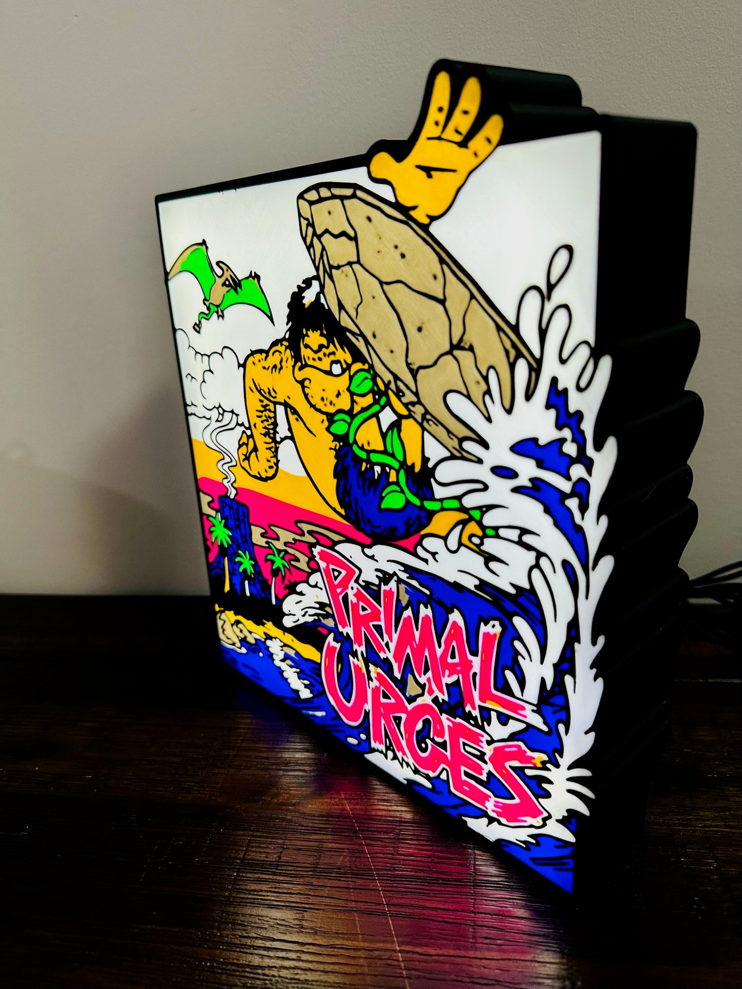 Primal Urges - Surfing Dude - Light Up Artwork / Wall Art / Sign