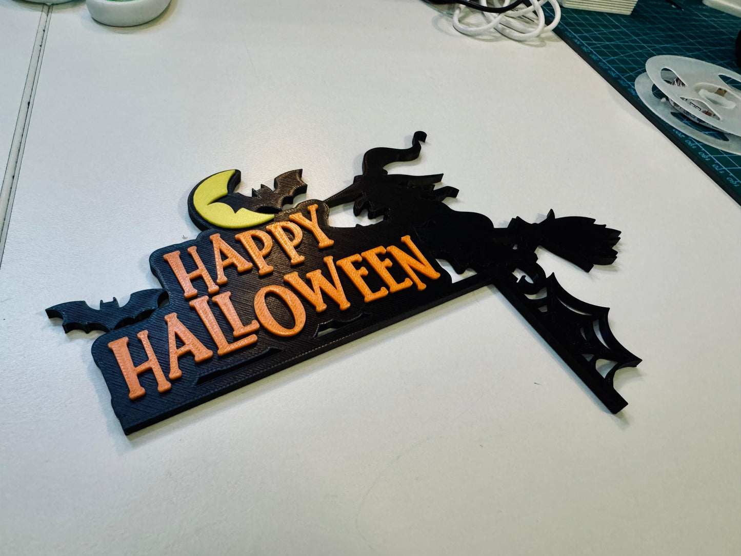 “Happy Halloween” Witch & Broomstick Door Corner Decoration - Michael's 3D World