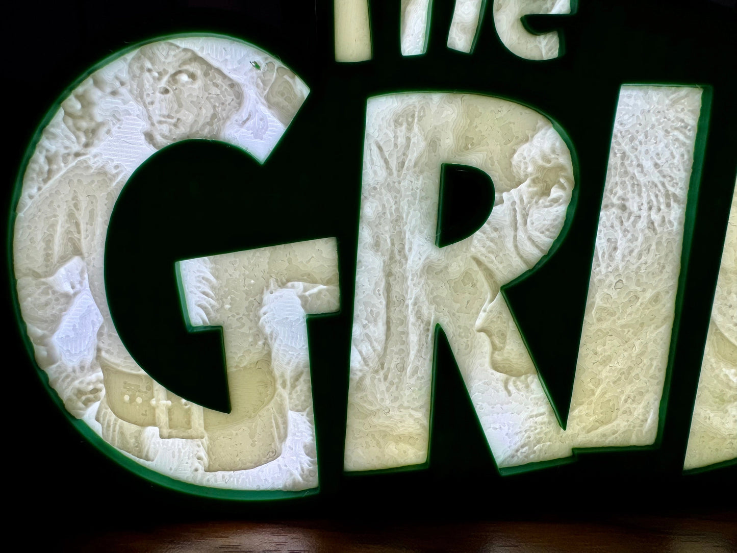“The Grinch” - Light up Sign/Decoration - with very detailed grinch imagery in the letters! - Michael's 3D World