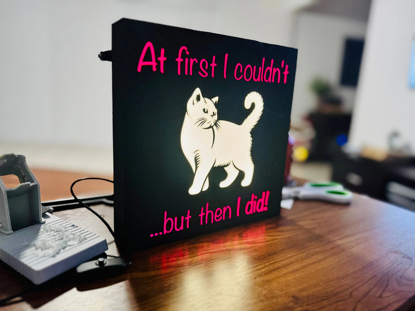 “At first i couldnt” inspirational cat poster - Light Up Sign / Night Light - Michael's 3D World