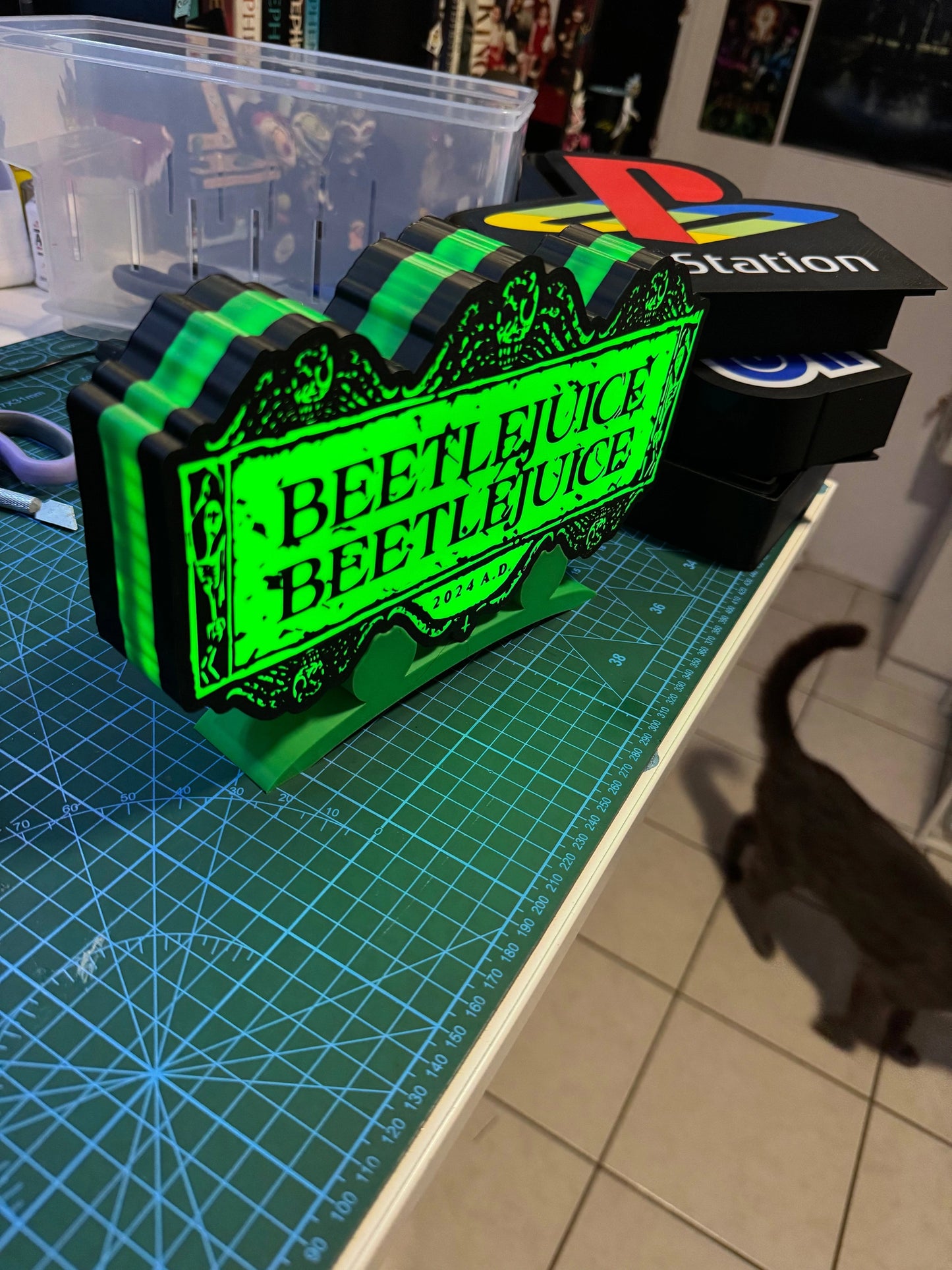 Beetlejuice, Beetlejuice - Vivid Bright Green - Light Up Sign / Night Light - USB Powered - Michael's 3D World