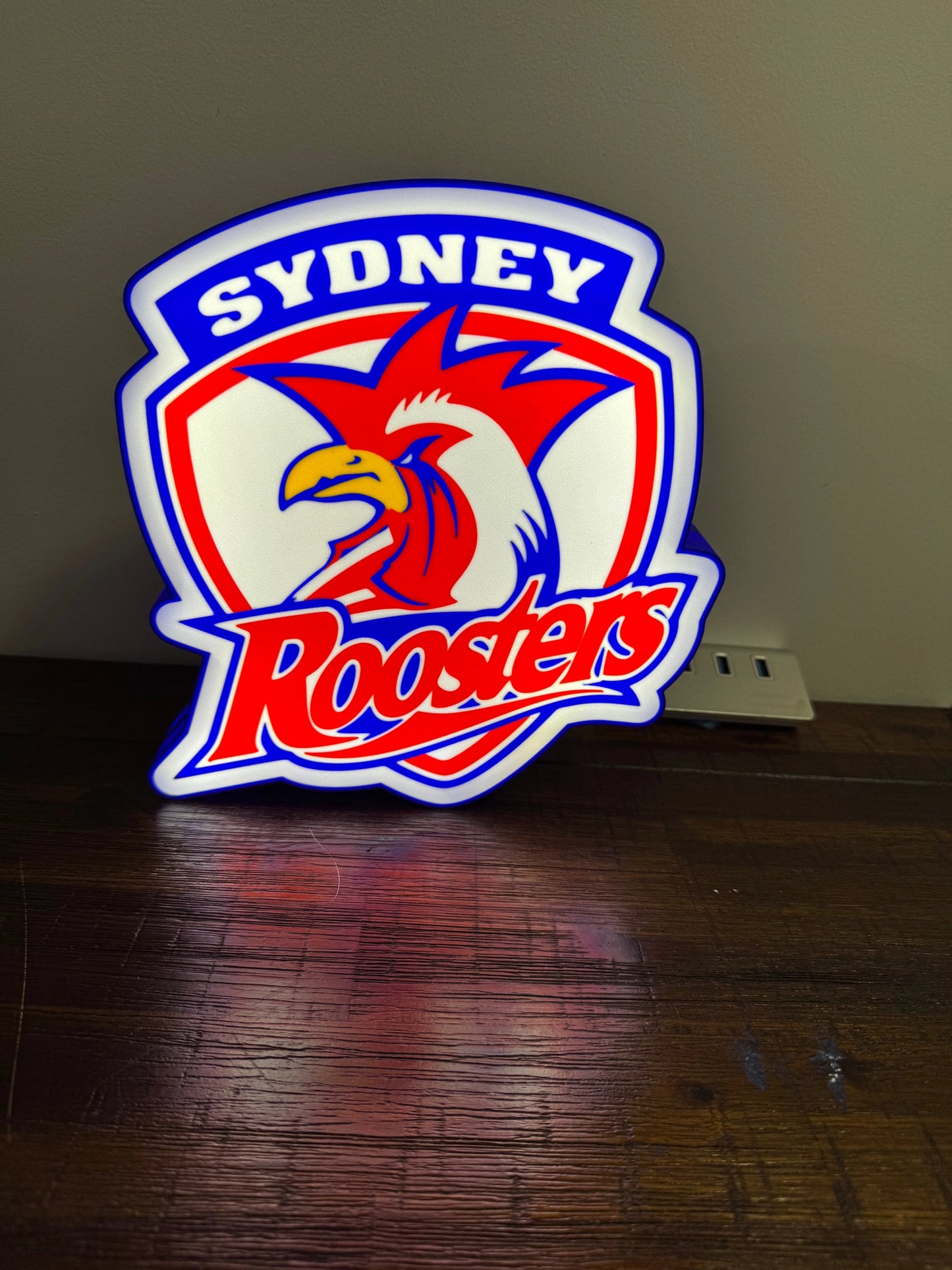 Sydney Roosters Logo - Light Up Sign - USB Powered