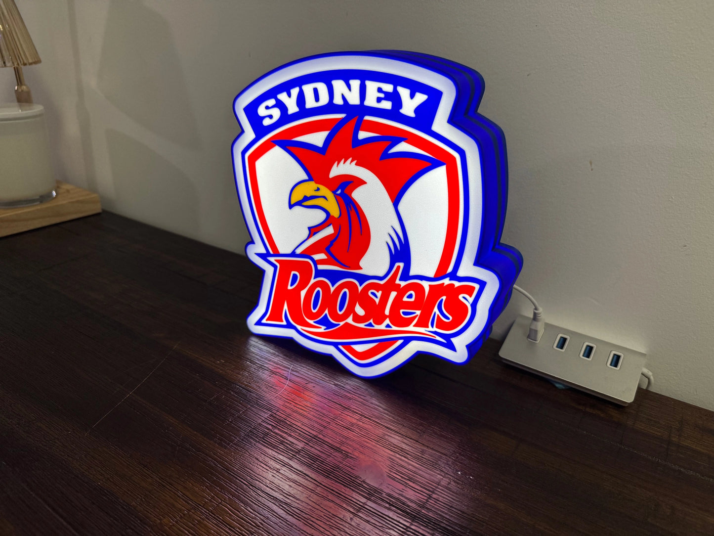 Sydney Roosters Logo - Light Up Sign - USB Powered
