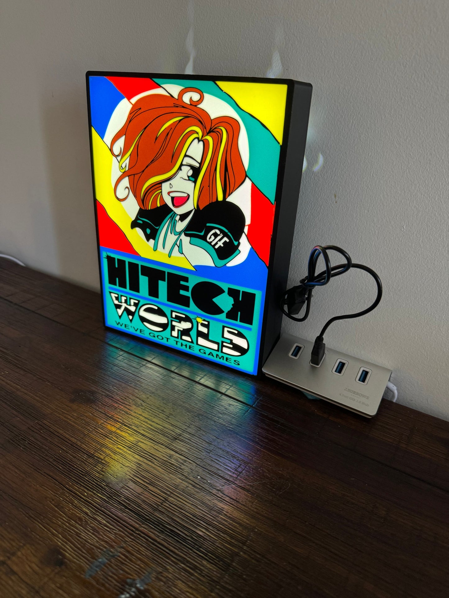 Hi Tech World - Perth Gaming Store Icon - Light Up Artwork / Wall Art / Sign
