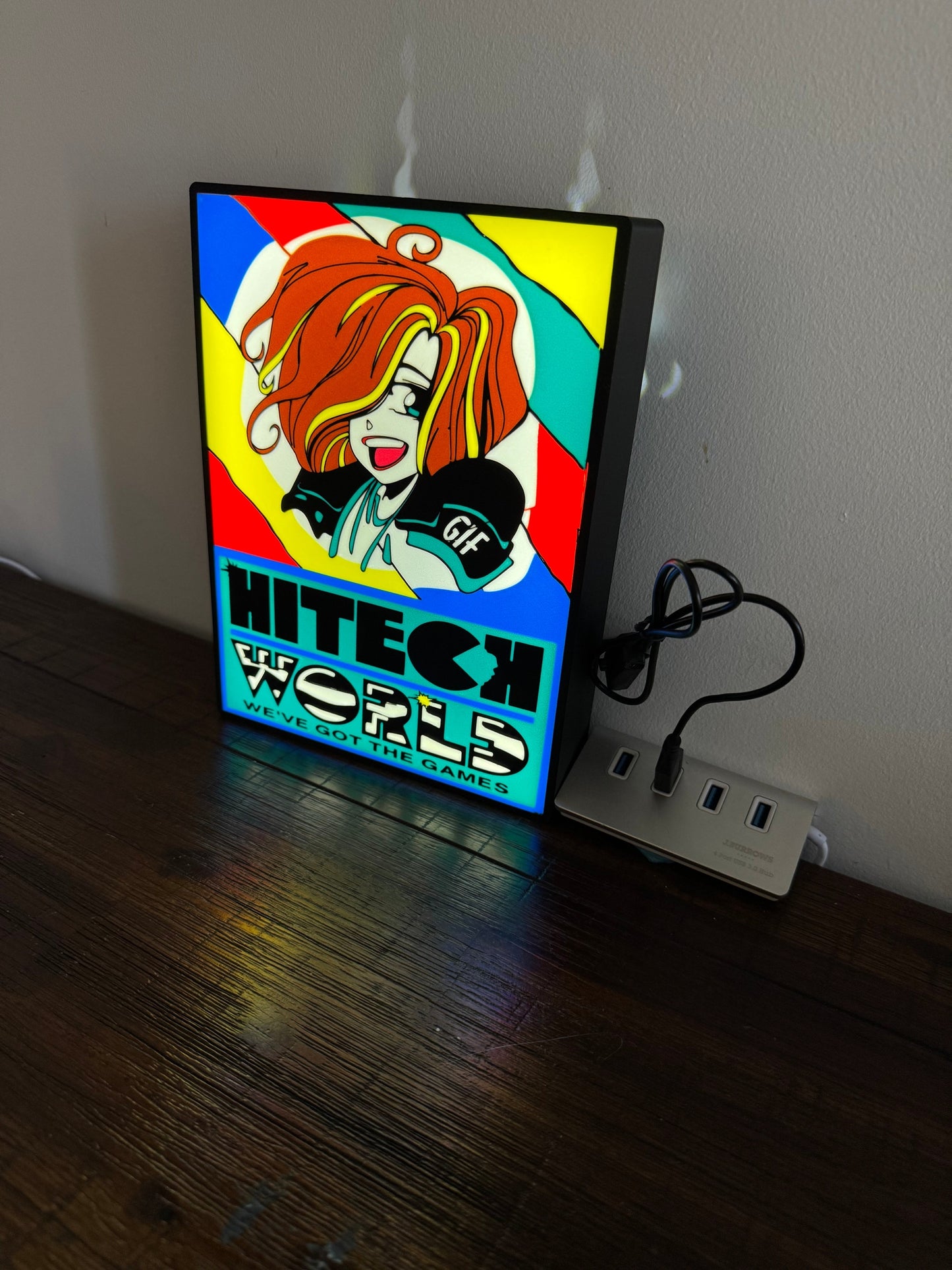 Hi Tech World - Perth Gaming Store Icon - Light Up Artwork / Wall Art / Sign