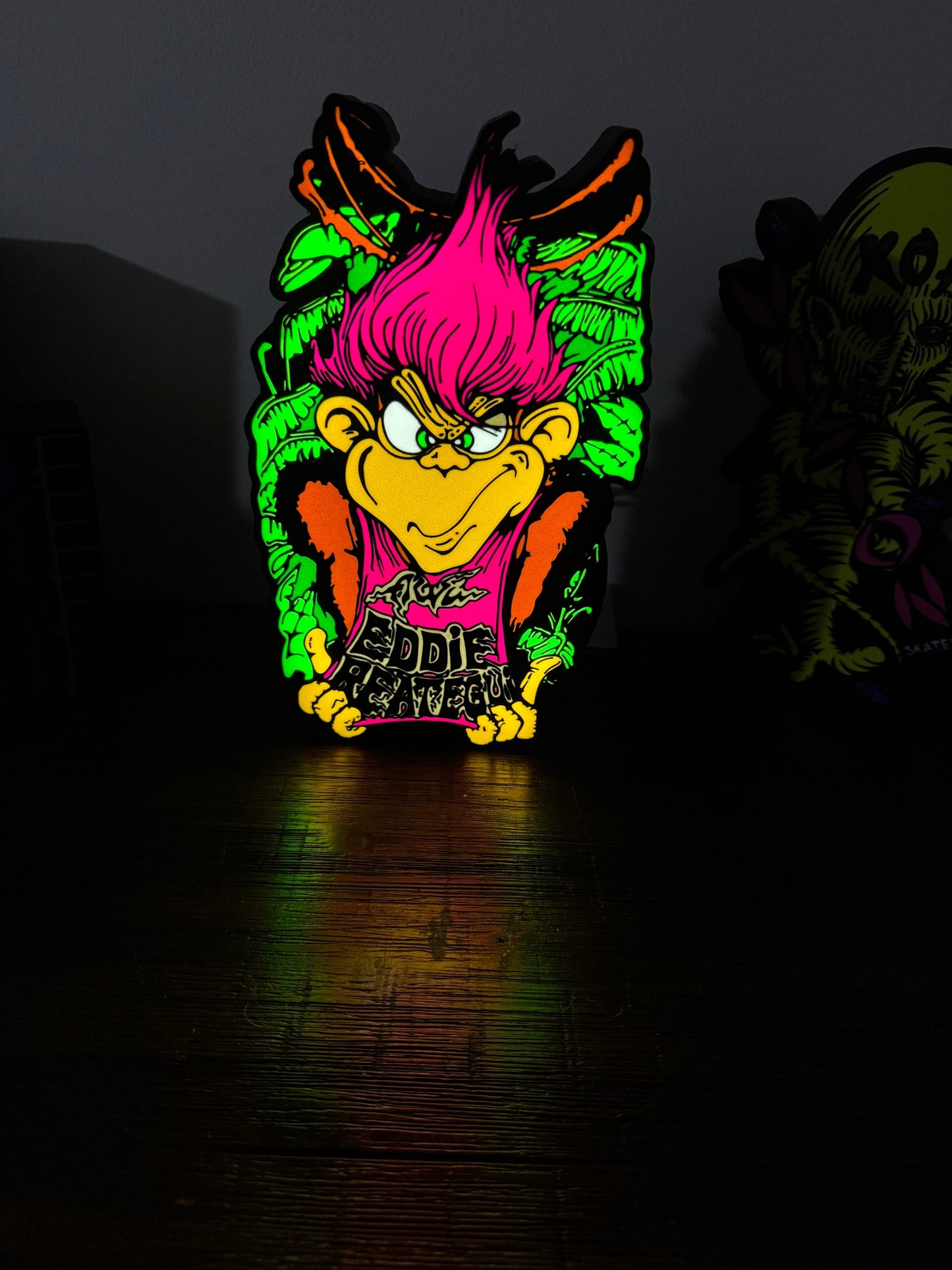 Eddie Reategui Alva - Monkey - Skate Artwork - LED Light Up Artwork / Wall Art / Sign