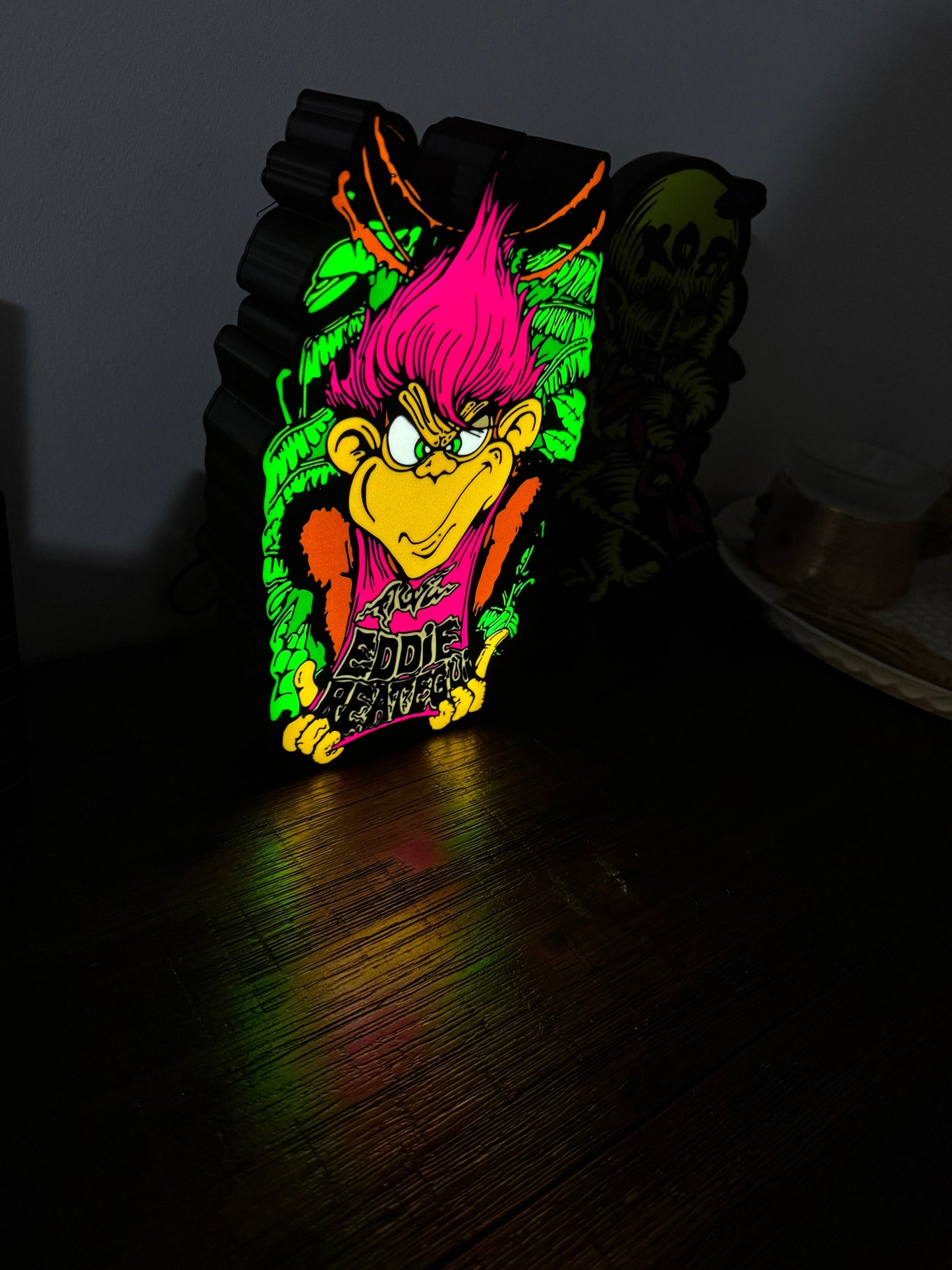 Eddie Reategui Alva - Monkey - Skate Artwork - LED Light Up Artwork / Wall Art / Sign