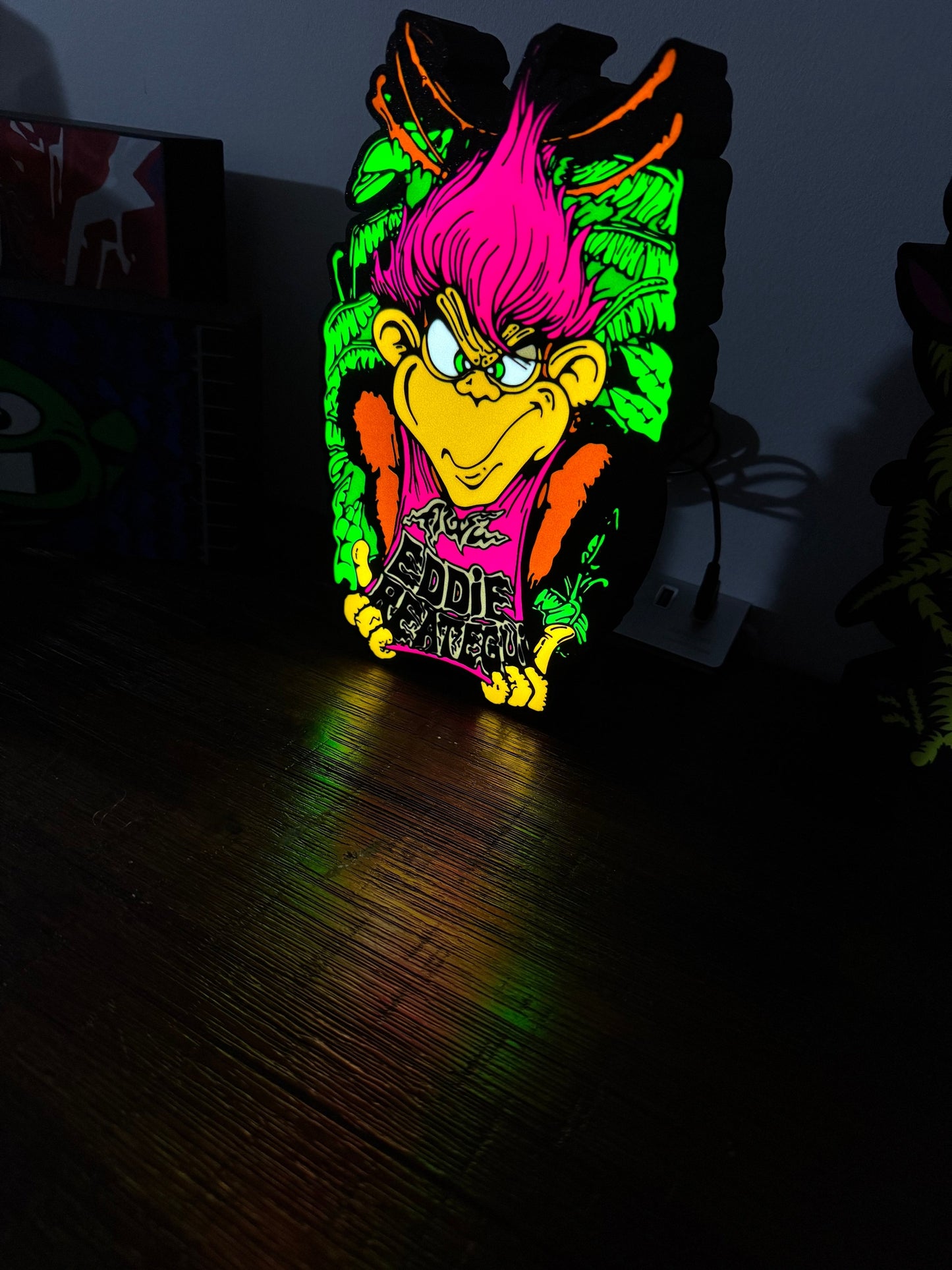 Eddie Reategui Alva - Monkey - Skate Artwork - LED Light Up Artwork / Wall Art / Sign