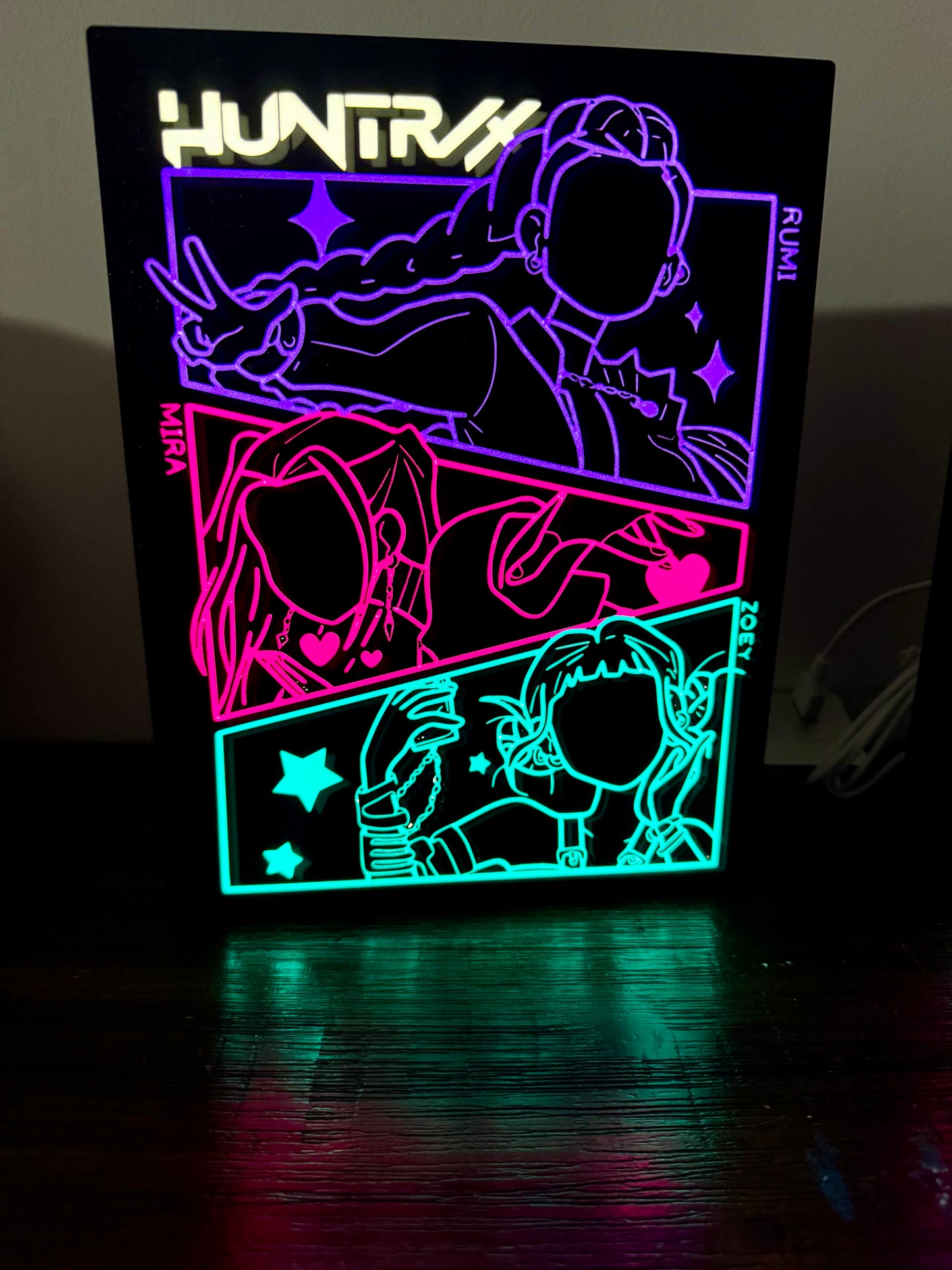 HUNTR/X K‑Pop Demon Hunters - LED Light Up Sign - USB Powered